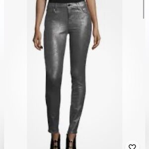 Joes Green Stretch Metallic Satin Skinny Jeans Sz 27